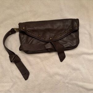 Marc Jacobs brown leather studded clutch